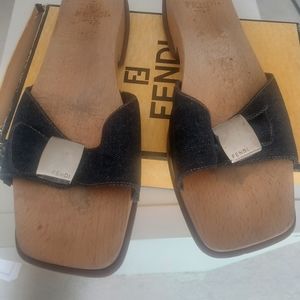 Authentic Fendi Denim Dr Scholls Size 10